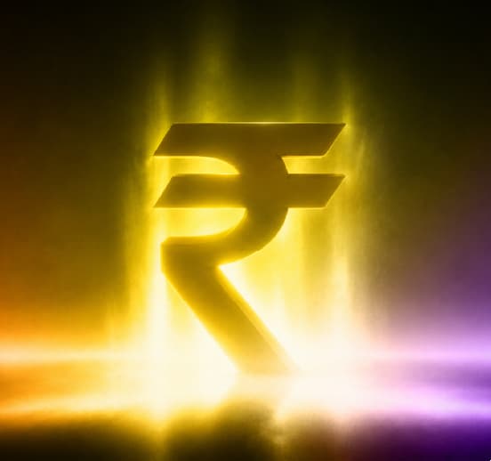Glowing rupee symbol, representing higher sponsorship rates won through expert negotiation